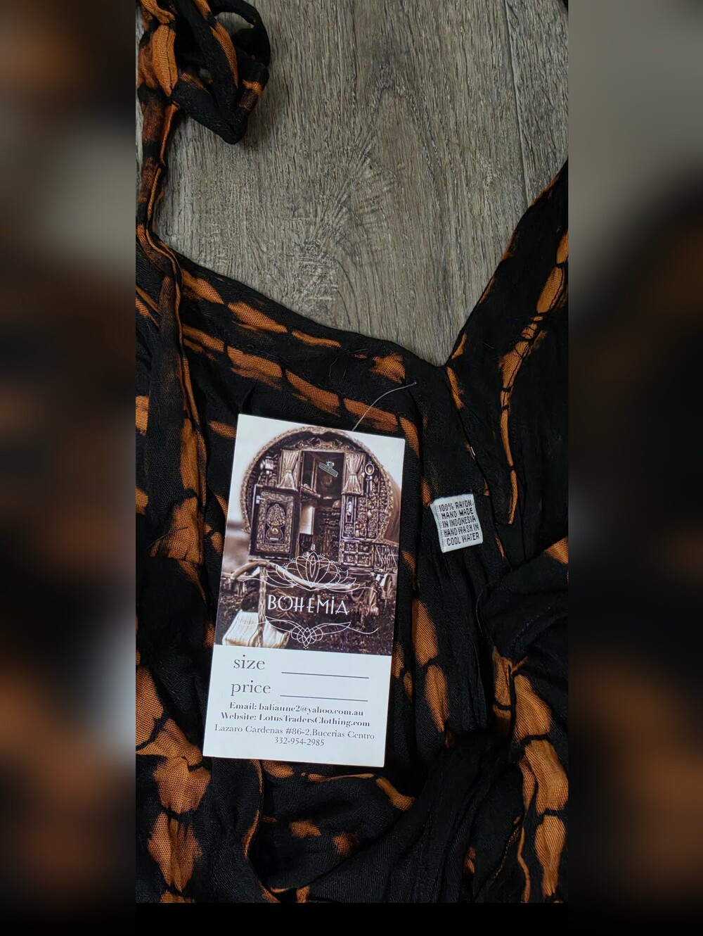 Black & Copper Tie-Dye V-Neck Bohemian Jumpsuit *NWT*-One Size - Picture 7 of 8